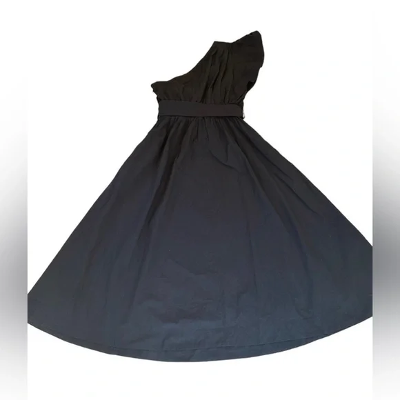 NWT Madewell Ruffled One-Shoulder Midi Dress black 0 - Picture 4 of 9